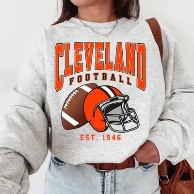 Cleveland Football Vintage Fan Cotton Fit - Adult & Kids T-Shirts, Sweatshirts & Hoodies apparel design preview 1