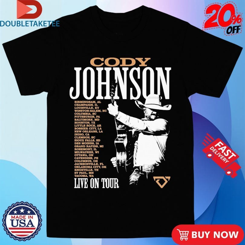 Cody Johnson Live On Tour 2026 Dates Photo Guitar - Adult & Kids T-Shirts, Sweatshirts & Hoodies apparel design preview 1