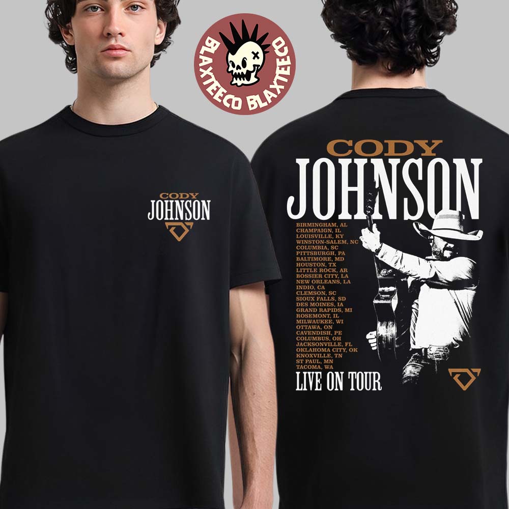 Cody Johnson Live On Tour 2026 Photo With Dates Back - Adult & Kids T-Shirts, Sweatshirts & Hoodies apparel design preview 1