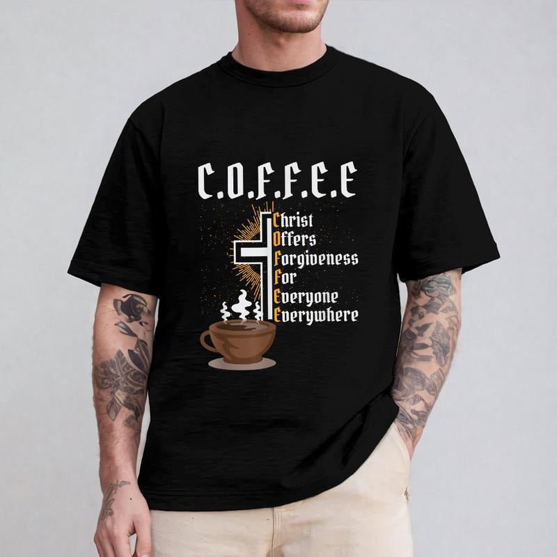 Coffee Christ Offers Forgiveness Everyone Everywhere - Adult & Kids T-Shirts, Sweatshirts & Hoodies apparel design preview 1
