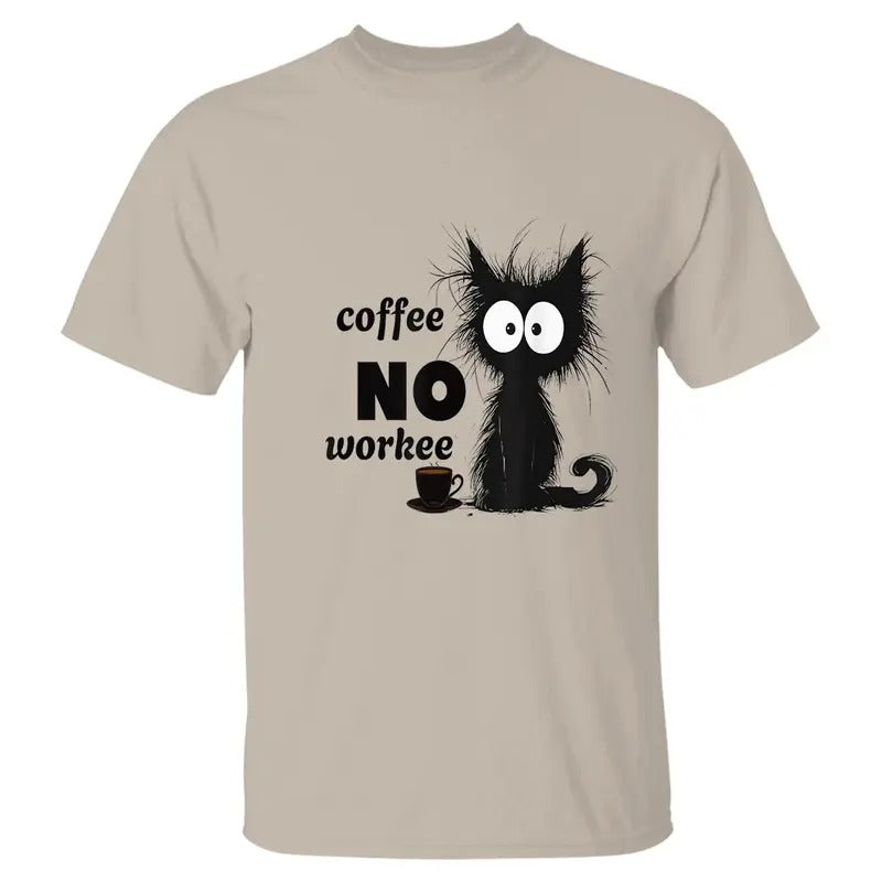 Coffee No Workee Cat Funny Lovers Perfect Enthusiasts - Adult & Kids T-Shirts, Sweatshirts & Hoodies apparel design preview 1