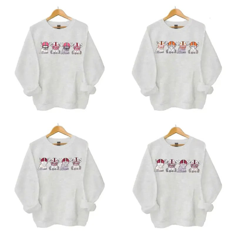College Vintage Football Highland Cow Soft Available - Adult & Kids T-Shirts, Sweatshirts & Hoodies apparel design preview 1