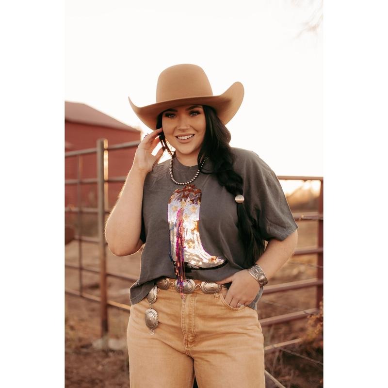 Colors Western Sequin Boot Retro Cowgirl - Adult & Kids T-Shirts, Sweatshirts & Hoodies apparel design preview 1