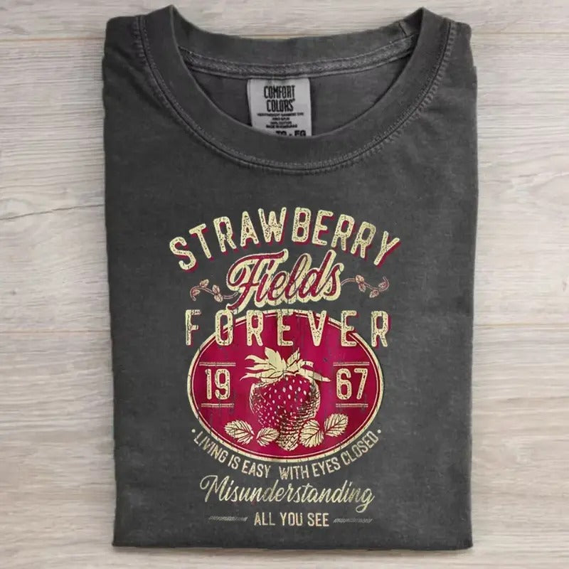 Comfort Color Old School Band Strawberry Fields - Adult & Kids T-Shirts, Sweatshirts & Hoodies apparel design preview 1