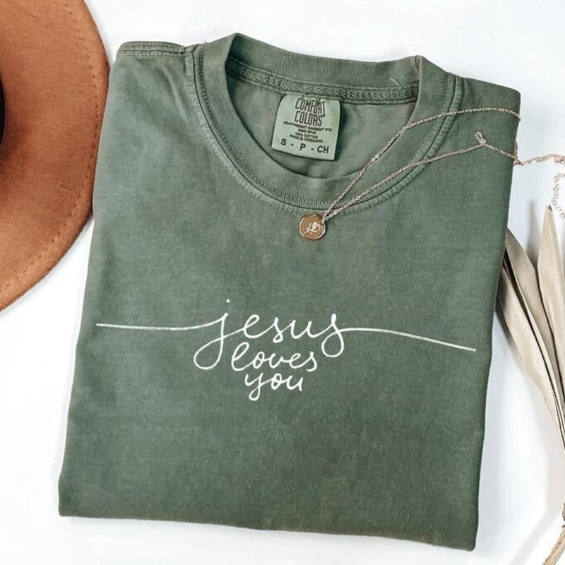 Comfort Color Religious Jesus Loves You Christian - Adult & Kids T-Shirts, Sweatshirts & Hoodies apparel design preview 1
