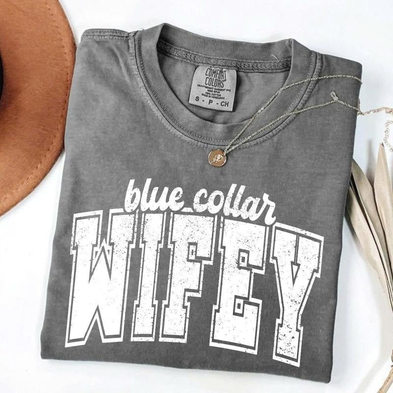 Comfort Colors Blue Colar Wife Wifey Preppy Trucker - Adult & Kids T-Shirts, Sweatshirts & Hoodies apparel design preview 1