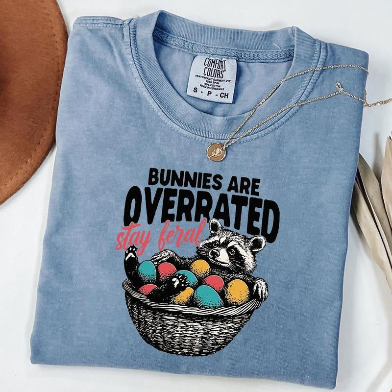 Comfort Colors Bunnies Are Overrated Stay Feral Funny - Adult & Kids T-Shirts, Sweatshirts & Hoodies apparel design preview 1