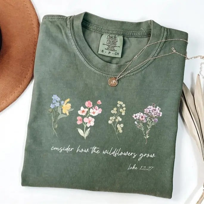 Comfort Colors Consider How Wildflowers Grow Luke - Adult & Kids T-Shirts, Sweatshirts & Hoodies apparel design preview 1