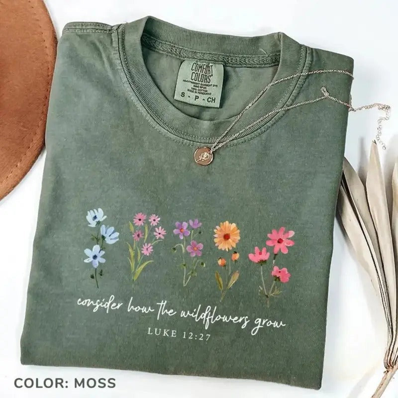Comfort Colors Consider How Wildflowers Grow Bible - Adult & Kids T-Shirts, Sweatshirts & Hoodies apparel design preview 1