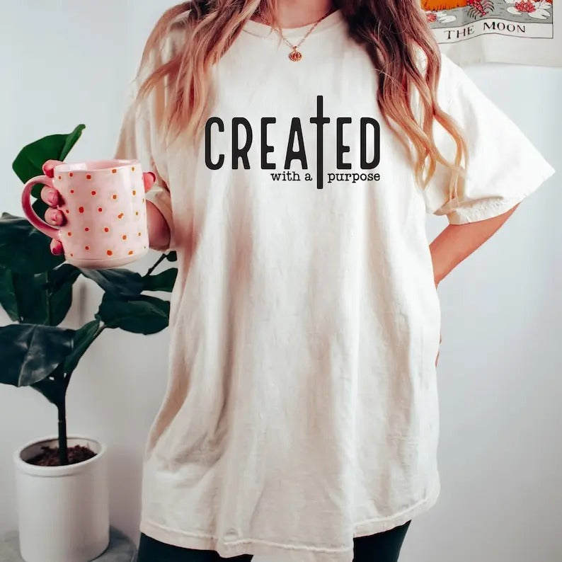 Comfort Colors Created Purpose Christian Bible Verse - Adult & Kids T-Shirts, Sweatshirts & Hoodies apparel design preview 1