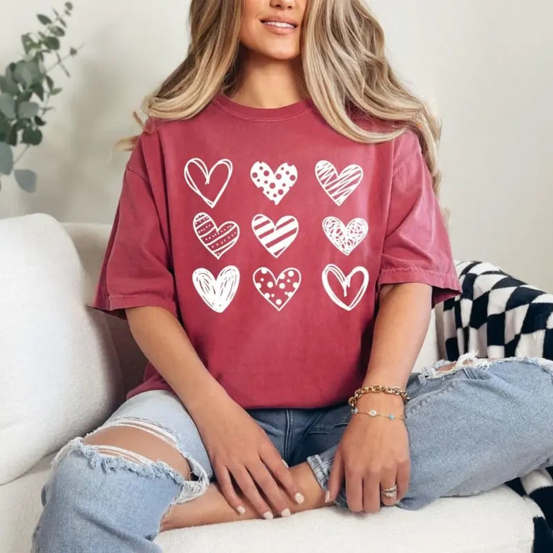 Comfort Colors Cute Valentine Hearts Woman - Adult & Kids T-Shirts, Sweatshirts & Hoodies apparel design preview 1