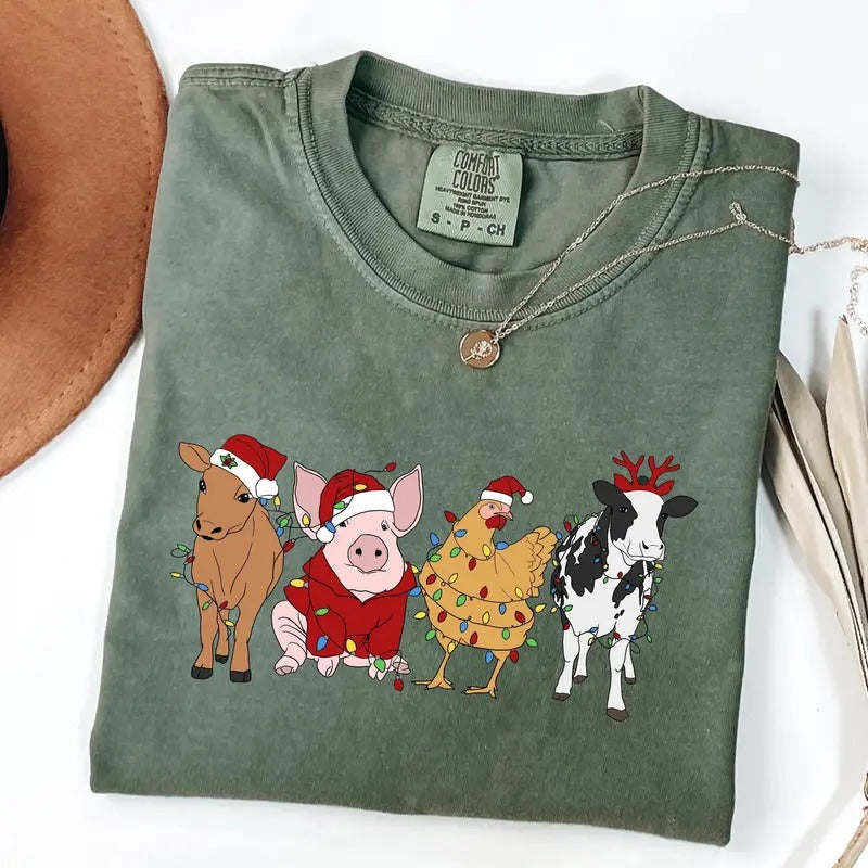 Comfort Colors Farm Animals Chicken Cow - Adult & Kids T-Shirts, Sweatshirts & Hoodies apparel design preview 1