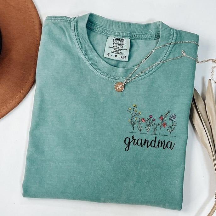 Comfort Colors Floral Grandma New Nana Granny Gigi - Adult & Kids T-Shirts, Sweatshirts & Hoodies apparel design preview 1