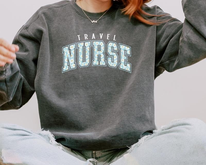 Comfort Colors Floral Travel Nurse Registered RN - Adult & Kids T-Shirts, Sweatshirts & Hoodies apparel design preview 1
