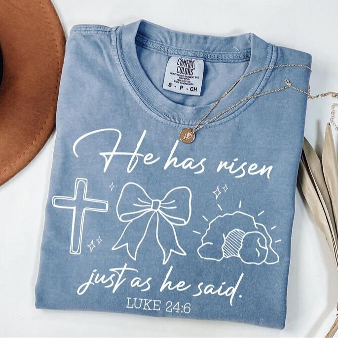 Comfort Colors He Has Risen Easter Christian Bible - Adult & Kids T-Shirts, Sweatshirts & Hoodies apparel design preview 1