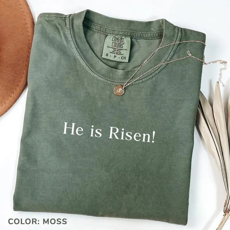Comfort Colors He Is Risen Jesus Easter Christian - Adult & Kids T-Shirts, Sweatshirts & Hoodies apparel design preview 1
