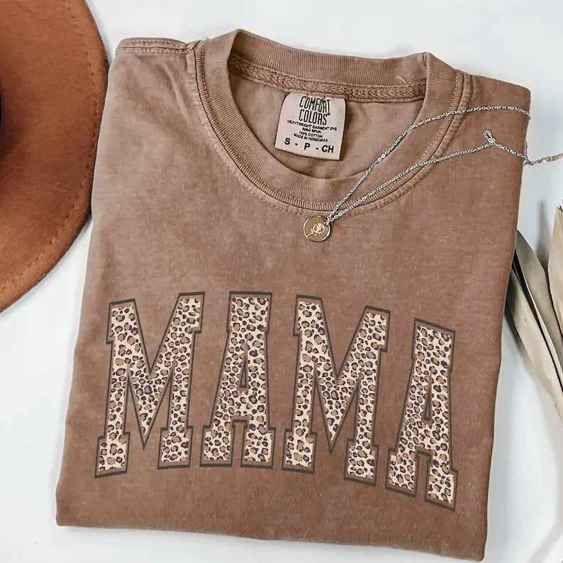 Comfort Colors Leopard Mama Mom Retro - Adult & Kids T-Shirts, Sweatshirts & Hoodies apparel design preview 1