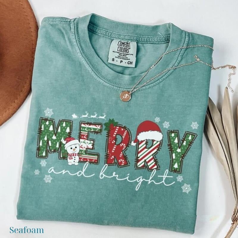 Comfort Colors Merry Bright Trees Winter - Adult & Kids T-Shirts, Sweatshirts & Hoodies apparel design preview 1