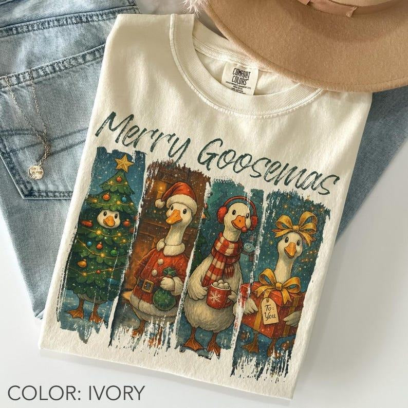 Comfort Colors Merry Goosemas Funny Festive Goose - Adult & Kids T-Shirts, Sweatshirts & Hoodies apparel design preview 1