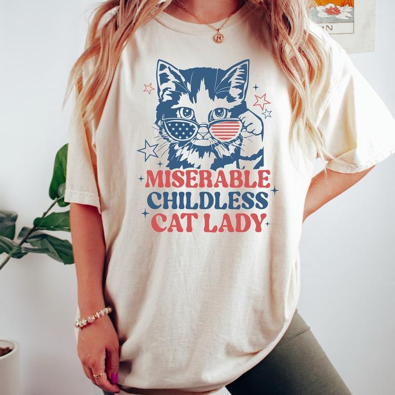 Comfort Colors Miserable Childless Cat Kamala Lady - Adult & Kids T-Shirts, Sweatshirts & Hoodies apparel design preview 1