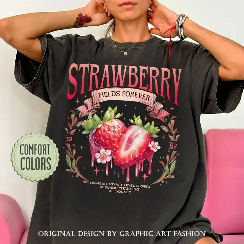 Comfort Colors Old School Band Cute Strawberry Beatle - Adult & Kids T-Shirts, Sweatshirts & Hoodies apparel design preview 1