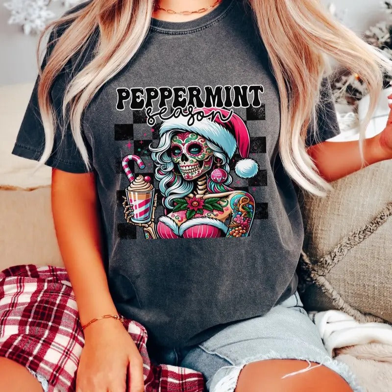 Comfort Colors Peppermint Season Tattooed Skeleton - Adult & Kids T-Shirts, Sweatshirts & Hoodies apparel design preview 1