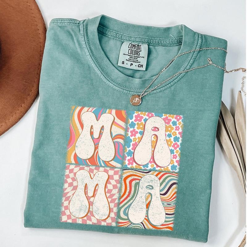 Comfort Colors Retro Groovy Mama Floral Mom New - Adult & Kids T-Shirts, Sweatshirts & Hoodies apparel design preview 1