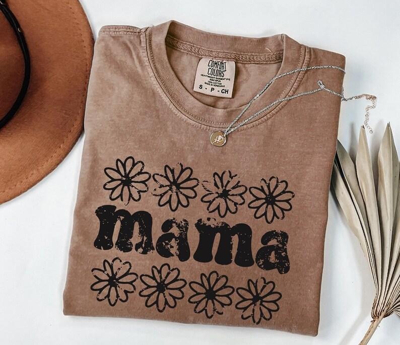 Comfort Colors Retro Mama Floral Daisy Baby Shower - Adult & Kids T-Shirts, Sweatshirts & Hoodies apparel design preview 1
