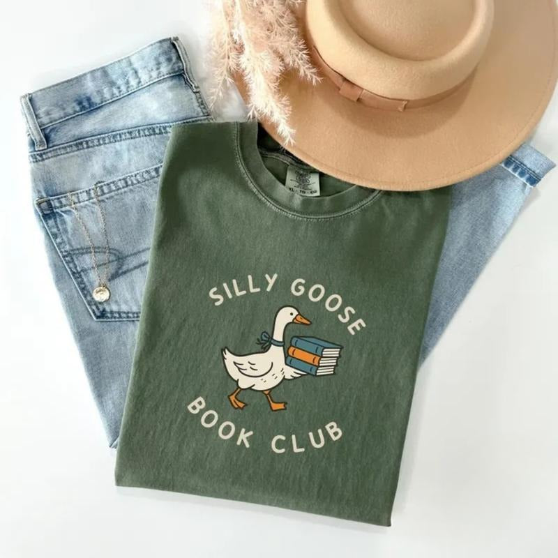 Comfort Colors Silly Goose Book Club Lover Reading - Adult & Kids T-Shirts, Sweatshirts & Hoodies apparel design preview 1