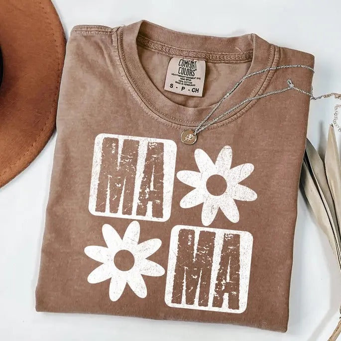 Comfort Colors Floral Checker Mama Retro Mom Cute - Adult & Kids T-Shirts, Sweatshirts & Hoodies apparel design preview 1