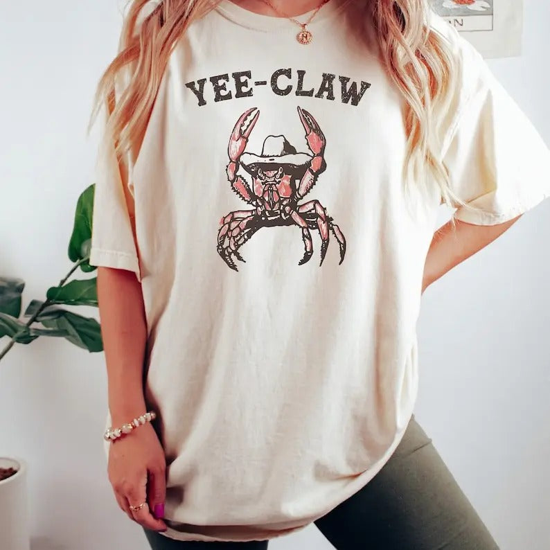 Comfort Colors Yee Claw Haw Crab Cowboy Meme - Adult & Kids T-Shirts, Sweatshirts & Hoodies apparel design preview 1