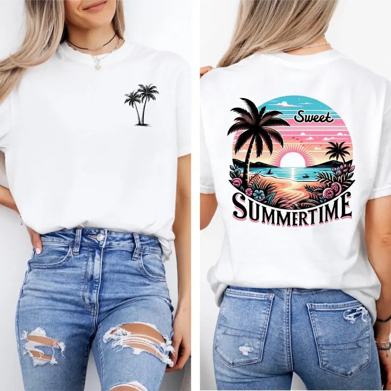 Comfort Colors Beach Summertime Short Sleeve Cotton - Adult & Kids T-Shirts, Sweatshirts & Hoodies apparel design preview 1