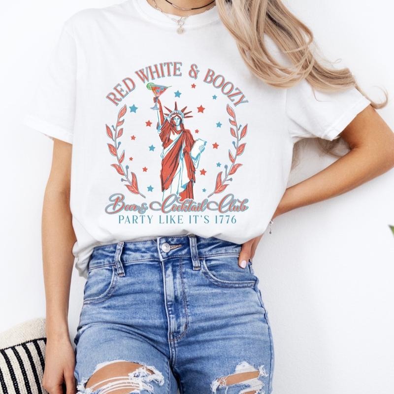 Comfort Colors Red White Boozy Short Sleeve Cotton - Adult & Kids T-Shirts, Sweatshirts & Hoodies apparel design preview 1