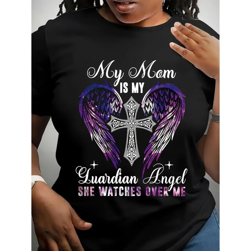 Comfy 'Mom Is My Guardian Angel' Casual Round Neck - Adult & Kids T-Shirts, Sweatshirts & Hoodies apparel design preview 1