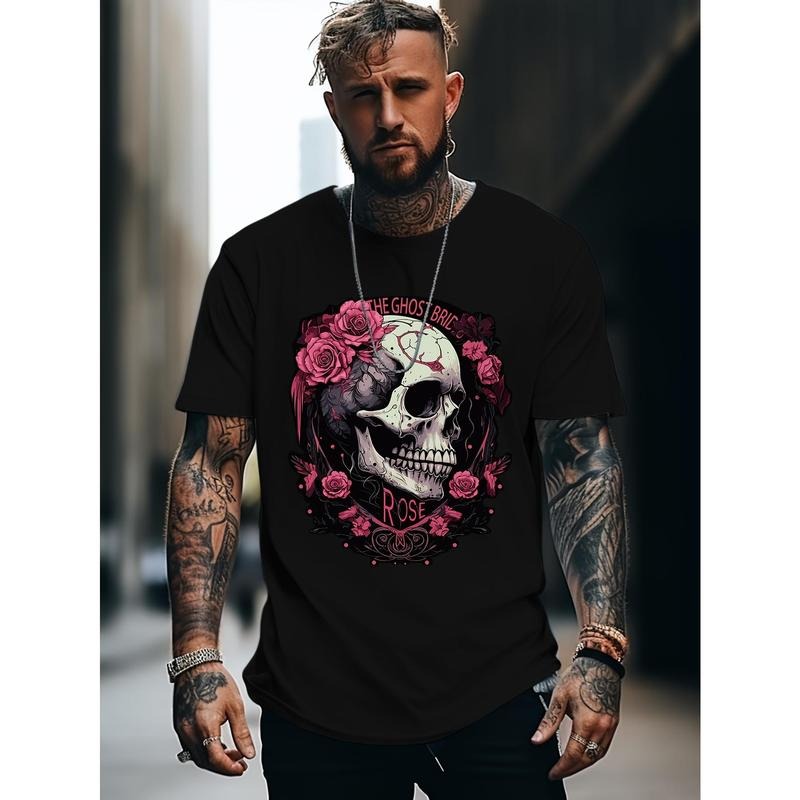 Comfy Skull Rose Print Short Sleeve Casual Crew Neck - Adult & Kids T-Shirts, Sweatshirts & Hoodies apparel design preview 1