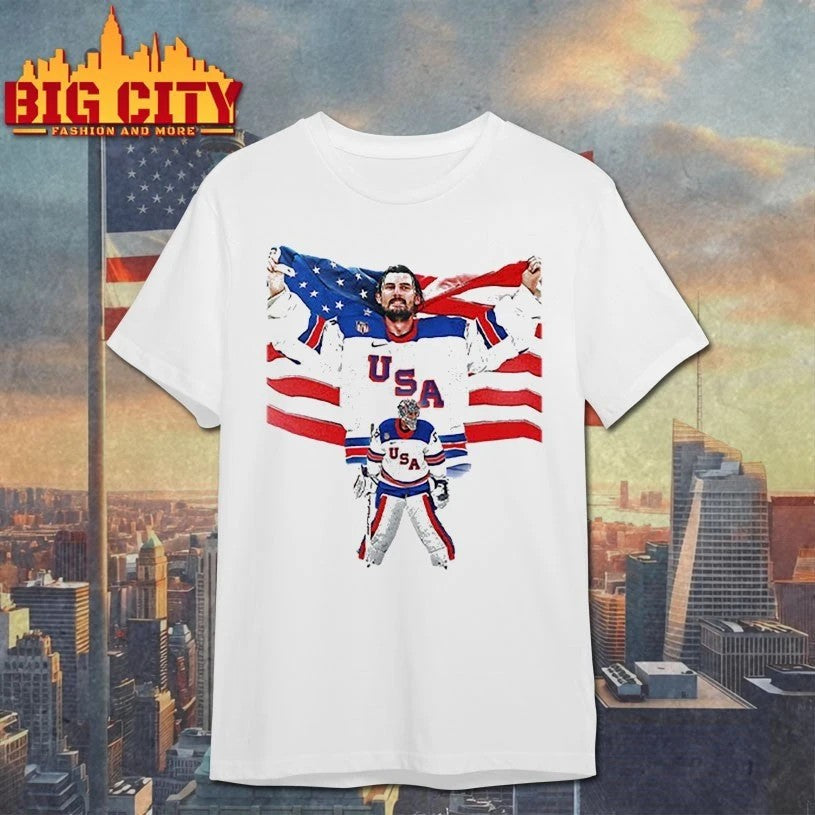 Connor Hellebuyck USA Hockey Champions 2026 - Adult & Kids T-Shirts, Sweatshirts & Hoodies apparel design preview 1
