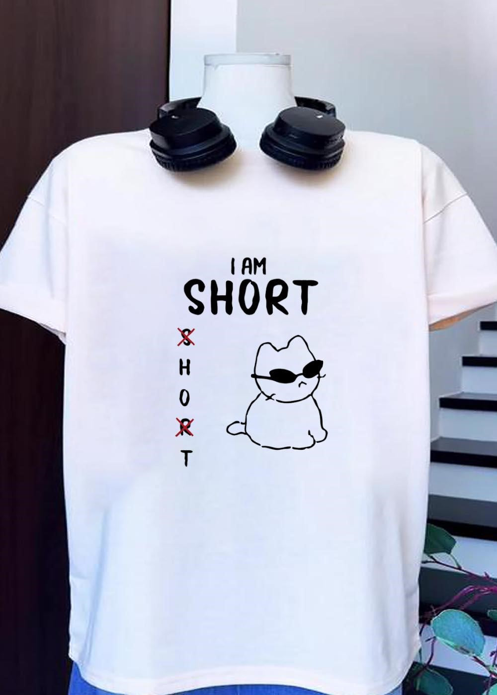 Cool Cat I Am Short Funny Meme - Adult & Kids T-Shirts, Sweatshirts & Hoodies apparel design preview 1