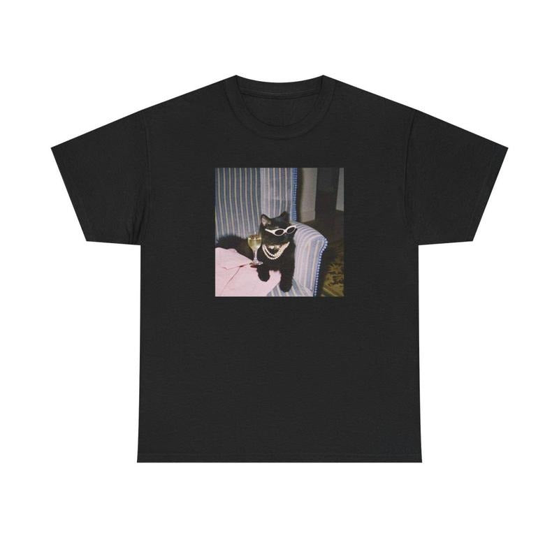 Cool Cat 90s Funny Vintage Kitten Y2K Lightweight - Adult & Kids T-Shirts, Sweatshirts & Hoodies apparel design preview 1