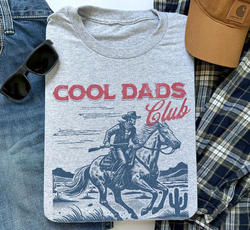 Cool Dads Club Cowboy Funny Husband Him Daddy Dad Be - Adult & Kids T-Shirts, Sweatshirts & Hoodies apparel design preview 1
