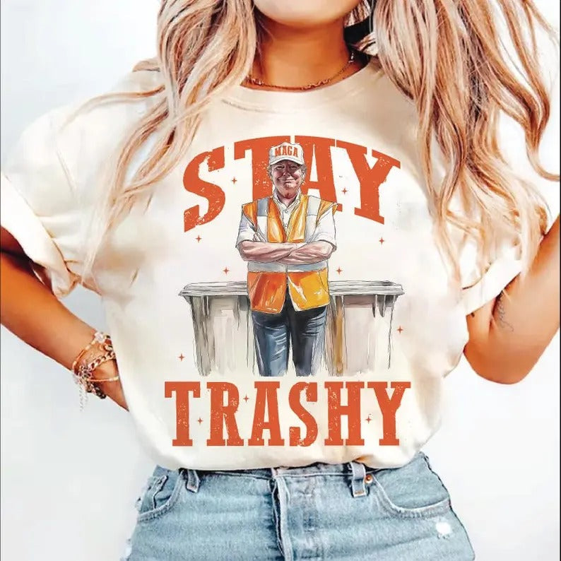 Cool Donald Trump As Garbage Collector Stay Trashy - Adult & Kids T-Shirts, Sweatshirts & Hoodies apparel design preview 1
