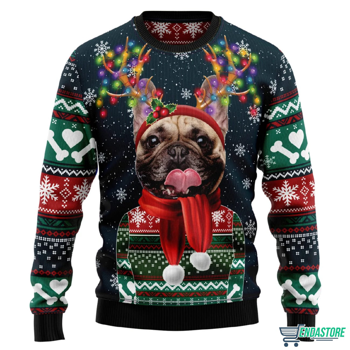 Cool French Bulldog 3D Ugly Christmas Sweater - Holiday Gift product image