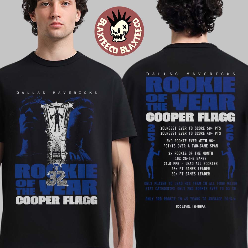 Cooper Flagg Dallas Mavericks Rookie Of The Year - Adult & Kids T-Shirts, Sweatshirts & Hoodies apparel design preview 1