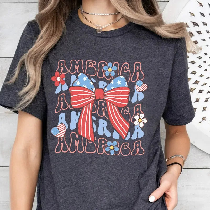 Coquette American Flag 4th July Sublimation America - Adult & Kids T-Shirts, Sweatshirts & Hoodies apparel design preview 1