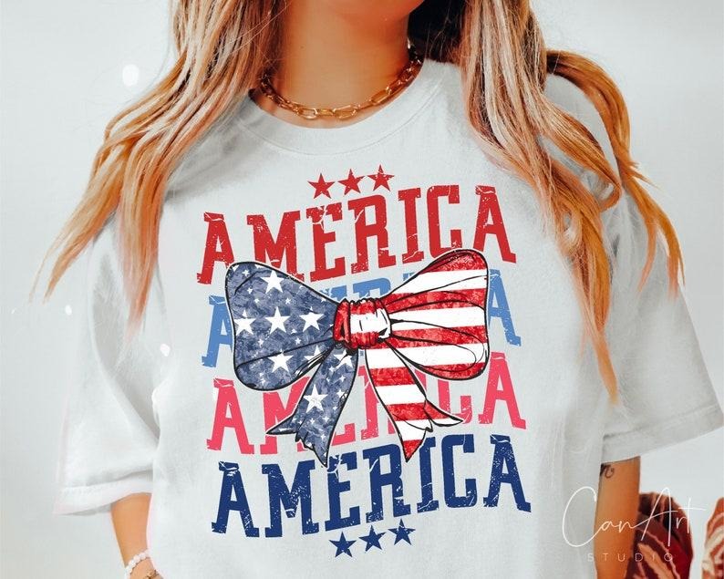 Coquette American Flag 4th July Fourth Print - Adult & Kids T-Shirts, Sweatshirts & Hoodies apparel design preview 1