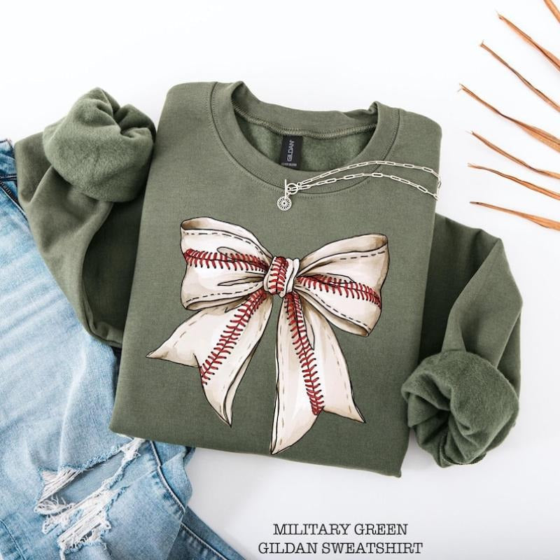 Coquette Baseball Mom Game Day Fall Season Bow - Adult & Kids T-Shirts, Sweatshirts & Hoodies apparel design preview 1