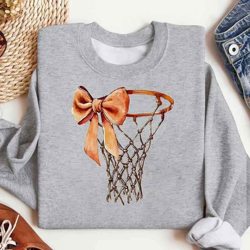 Coquette Bow Basketball Game Day Hop Mama Mom Casual - Adult & Kids T-Shirts, Sweatshirts & Hoodies apparel design preview 1