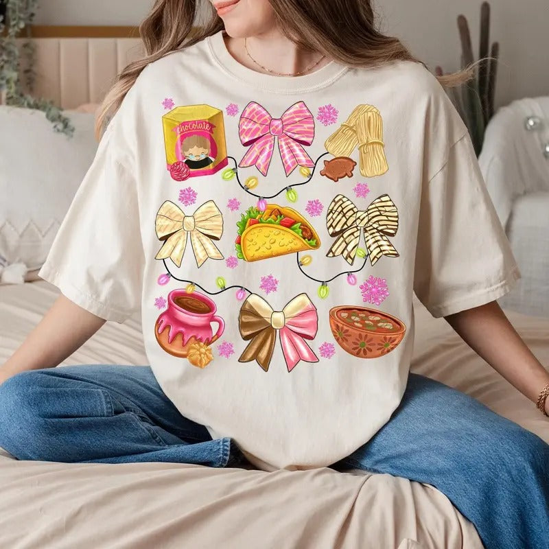 Coquette Bow Mexican Spanish Feliz Navidad Conchas - Adult & Kids T-Shirts, Sweatshirts & Hoodies apparel design preview 1