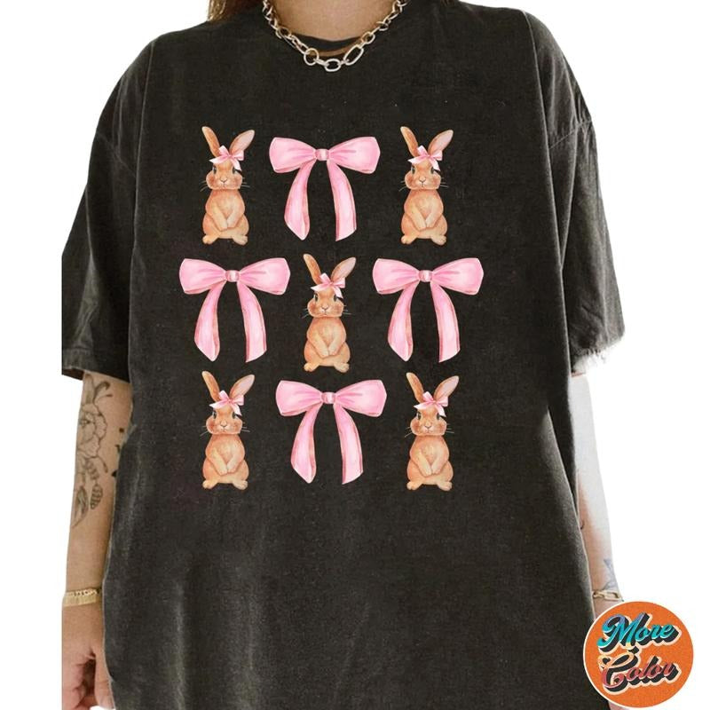 Coquette Bunny Easter Cotton Crew Neck Size S 3XL - Adult & Kids T-Shirts, Sweatshirts & Hoodies apparel design preview 1