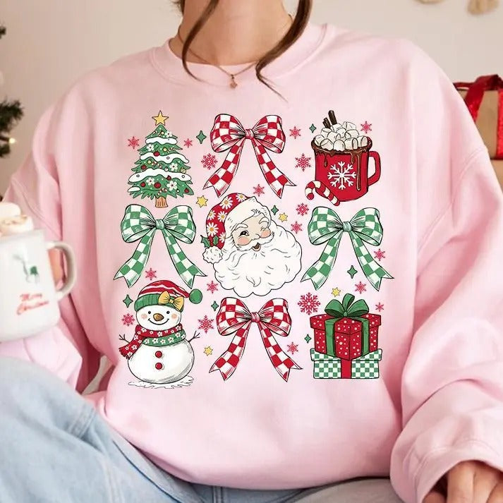 Coquette 2024 Retro Holidays Hot Cocoa Candy Cane - Adult & Kids T-Shirts, Sweatshirts & Hoodies apparel design preview 1