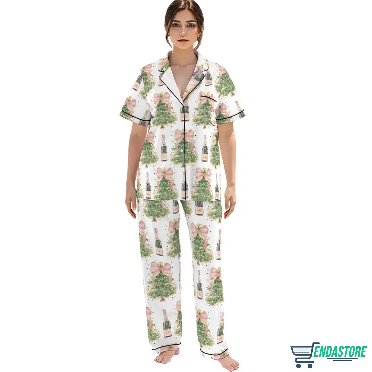 Coquette Glitter Christmas Tree Pajama Set 3D Christmas Sweater - Holiday Gift product image 2